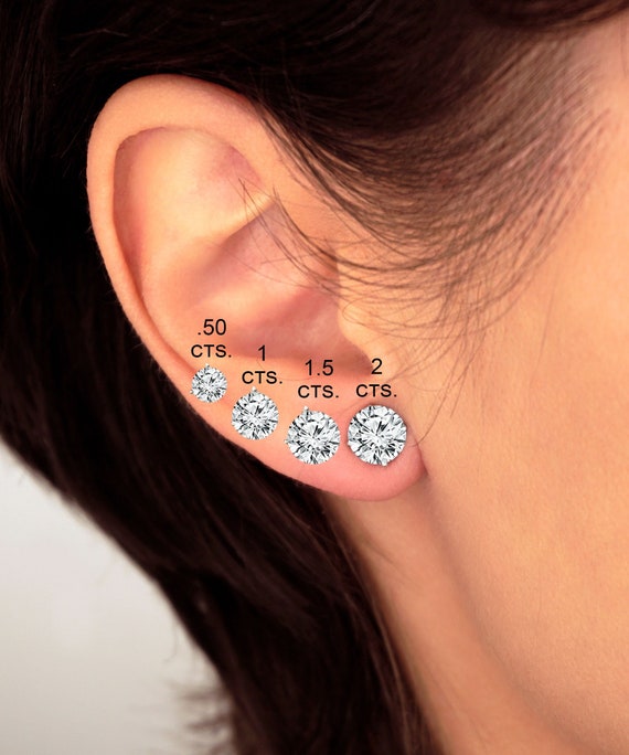 Lab Grown Diamond Stud Earrings Push Back Earrings 4 Prong 3