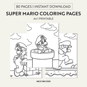 Super Mario Coloring Pages | Kids Coloring Book | Printable PDF | Retro Adventure Coloring Pages | Coloring Sheets | Children Activity