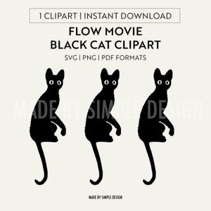 フロームービーステッカー | フロームービー | フロームービーポスター | インスタントダウンロード | 黒猫のクリップアート | フロームービー猫 | フロームービー猫ステッカー