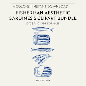Fisherman Aesthetic | Sardines PNG | Sardines PDF | Sardines SVG | Clipart Bundle | Digital Download | Fisherman Aesthetic Clipart