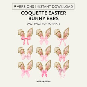 Coquette Easter Bunny Ears Clipart | 9 Bow Variations | Bunny Ears | PNG SVG PDF | Easter Digital Download | Easter Bunny Clipart