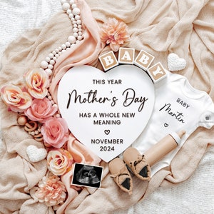 Anuncio de embarazo digital para el Día de la Madre, plantilla de anuncio de bebé, idea de revelación de embarazo para redes sociales, nuevo significado del Día de la Madre