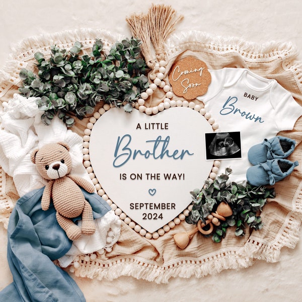Little Brother Announcement Digital, Pregnancy Announcement Template, Baby Boy Reveal for Social Media, Ultrasound, Digital Download