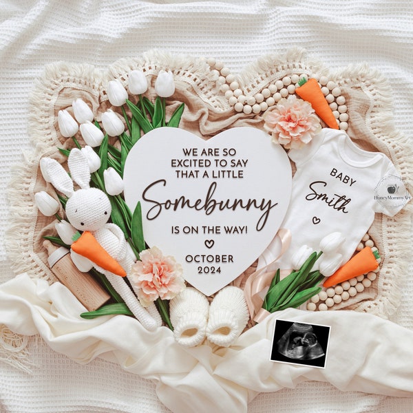 Easter Pregnancy Announcement Digital, Somebunny Baby Announcement Editable Template, Pregnancy Reveal Idea for Social Media, Is On The Way