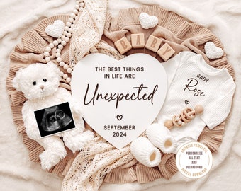 Unexpected Pregnancy Announcement Digital, Baby Announcement Template, Pregnancy Reveal for Social Media, Digital Download, The Best Things