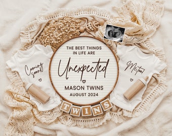 Unexpected Twin Pregnancy Announcement Digital, Twin Announcement Template, Twins Reveal for Social Media, Ultrasound, Digital Download