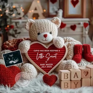 Valentine&#39;s Day Pregnancy Announcement: Cupid&#39;s Secret (Digital Template)
