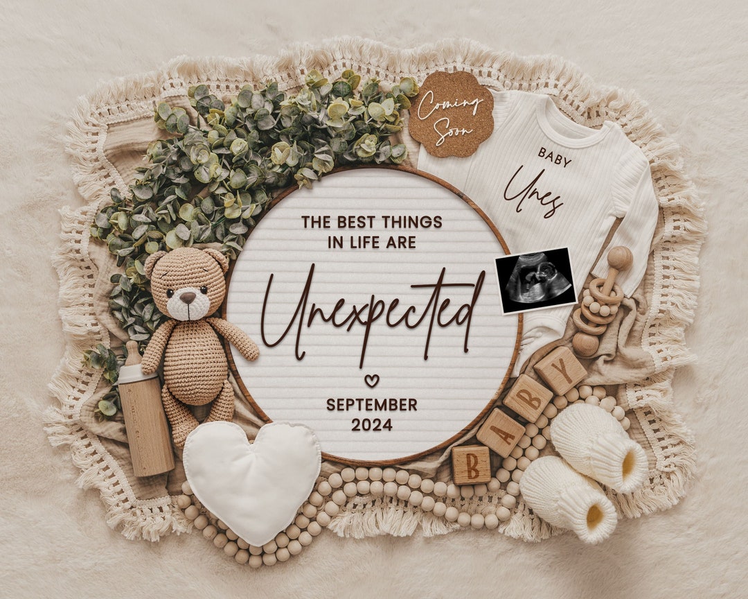 Unexpected Baby Announcement Digital, Pregnancy Announcement Template