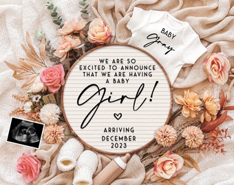 It's a Girl Pregnancy Announcement: Social Media Gender Reveal (Digital Download)