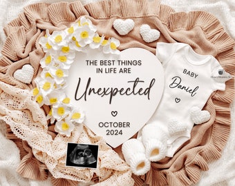 Unexpected Pregnancy Announcement Digital, Baby Announcement Template, Pregnancy Reveal for Social Media, Digital Download, The Best Things