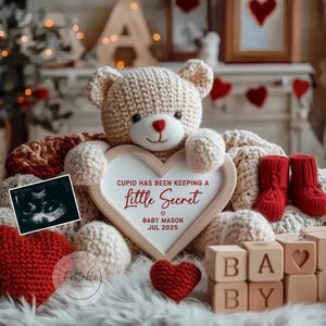 Valentine&#39;s Day Baby Announcement: Neutral Pregnancy Reveal (Digital Template)
