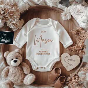 Baby Announcement Digital Pregnancy Reveal, Gender Neutral Template, Minimalist Editable Design, Social Media Post, Instant Download