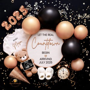 New Year Pregnancy Announcement: Baby Reveal, Editable Template (Digital)