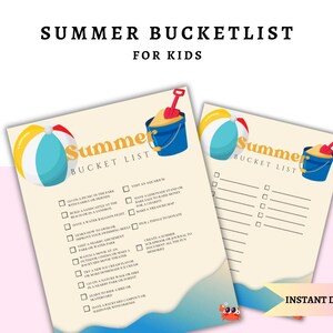 Kids Bucket List | Family Bucket List | Kids Activity Sheet | Summer Activities | Bucket List Template | Editable Bucket List