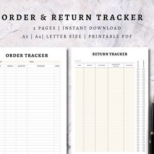 Order and Return Tracker Printable Business Form (A4, A5, Letter) (Digital Download)
