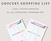 Printable Grocery Shopping List Template Weekly Meal Planner (PDF)