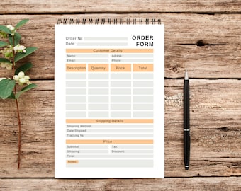 Small Business Order Form Template Printable Invoice (Digital Download)