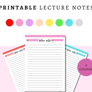 Lecture Notes | Lecture Notes Template | Study Template | Writing Paper | Lined Paper Pages | Print at Home |