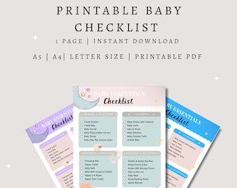 Baby Essentials Checklist Pregnancy, Hospital Bag (Digital Download)