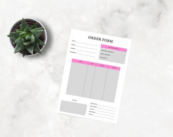 Printable Business Order Form Editable Sales Invoice Template (Digital Download)