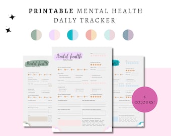 Mental Health Tracker Daily Mood, Anxiety & Self Care (PDF Files)