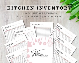 Kitchen Inventory Printable Grocery List, Meal Planner (PDF)
