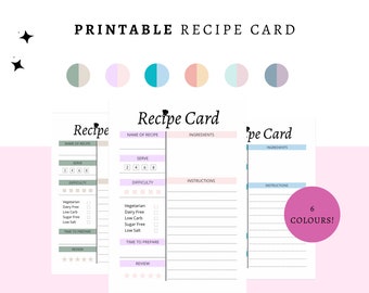 Printable Recipe Card Minimalist Home Cook Organizer (Digital Download)