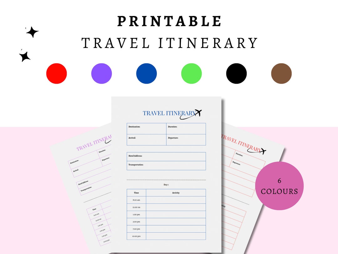 Printable Travel Itinerary Vacation Planner & Trip Guide (PDF) - Etsy