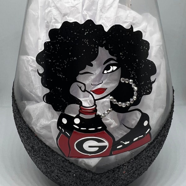 Atlanta Falcons Glitter Wine Glass / Football Glass / Sports Glass / stemless wine glass / glitter wine glass / falcon girl wine glass