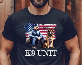 K9 Police Thin Blue Line Shirt German Shepherd Graphic Tee , K9 Unit Law Enforcement Shirt.