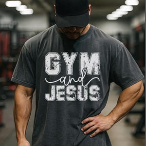Christian Gym Shirt, Faith Workout Tee, Gym and Jesus Graphic Shirt image 1