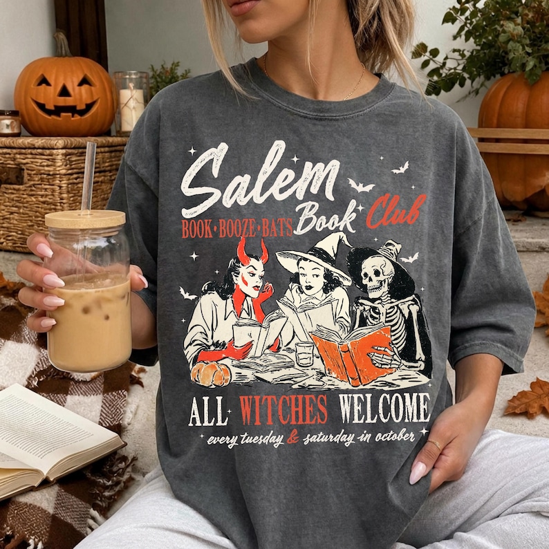 Halloween Book Club Shirt, Salem Book Club Tee, Spooky Book Lover Shirt, Witch Book Club Shirt, Booktok Fall Shirt, Cozy Reader Tee Pepper