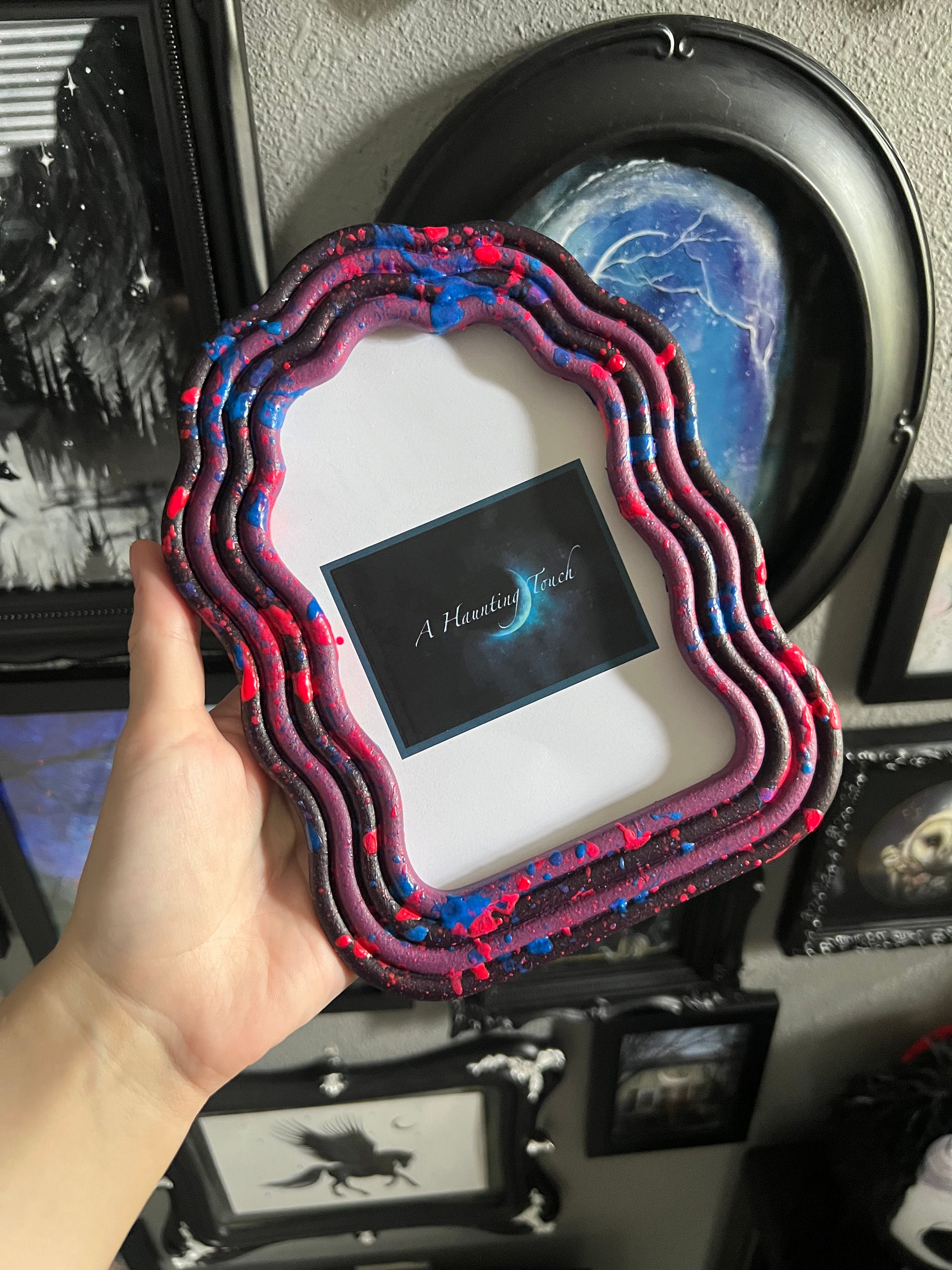 Hand Painted Jinx Arcane Picture Frame: Goth Home Decor