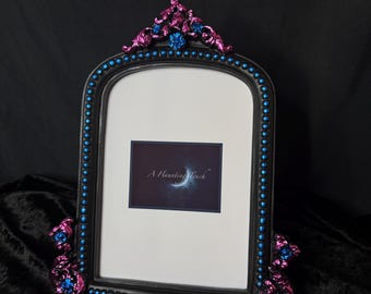 Hand Painted Gothic 5x7 Picture Frame: Pink & Blue Foil Decor