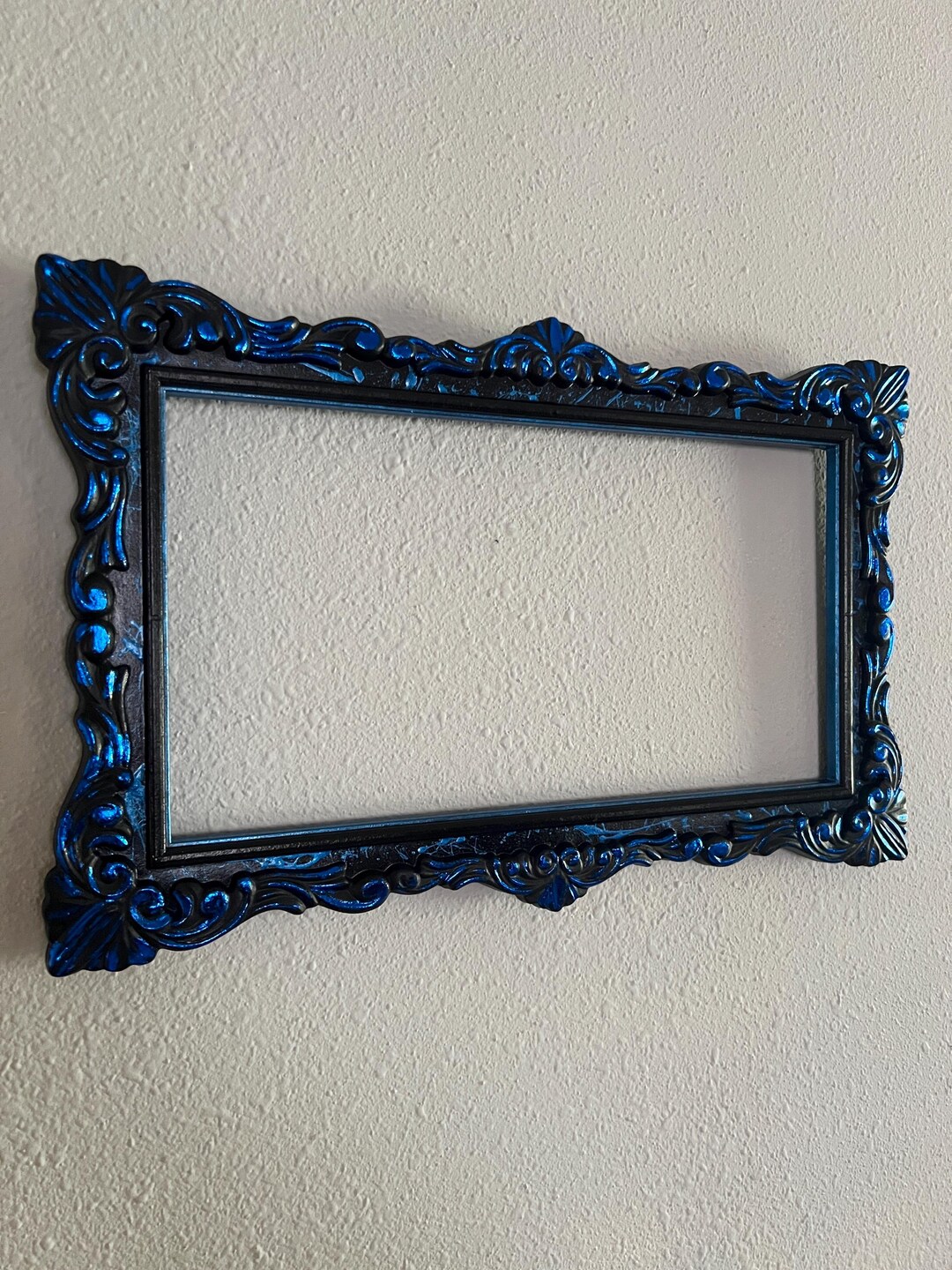 Red Recangular Gothic Frame Blue Foil Picture Frame, Gothic Picture Frames, Red Metallic Frames ...