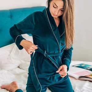 High Quality Women's Pajamas Set Golden Velvet Sleepwear Luxury Style  Homewear V Neck Nightwear Casual Pyjamas Femme New