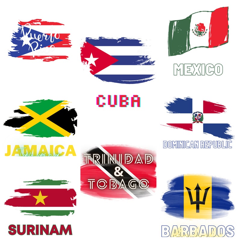 Caribbean Country Flags Bundle Template Tshirt Logo-digital-png-svg - Etsy