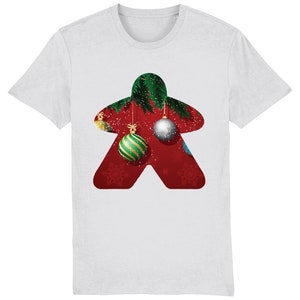 Red Christmas Meeple T-Shirt, Brettspiel tshirt, Kunst, Tabletop, Gaming, Geek, Würfel, Tees, Einzigartig, Lustig, Top, Gamer, Cool, Karten, Miniatur