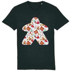 Weihnachten Meeple T-Shirt, Brettspiel tshirt, Kunst, Tabletop, Geek, Würfel, Komödie, Tees, Einzigartig, Schwarz, Lustig, Top, Gamer, Cool, Karten, Weihnachten