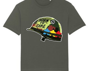 Born To Game T-Shirt, Board Game tshirt, Meeples, Art, Geek, Dice, Comedy, Tees, Unique, Black, Funny, Top, Gamer, Cool, Artwork, Print,