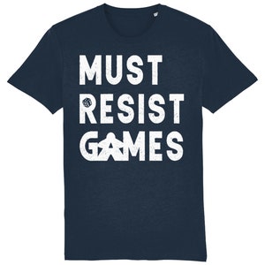 Must Resist Gaming T-Shirt, Brettspiele, Meeples, Kunst, Tabletop, Dnd, Geek, Würfel, Comedy, Tees, einzigartig, schwarz, witzig, Gamer, Cool, Karten,