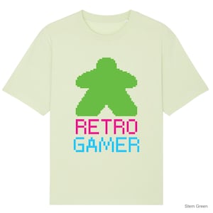 T-shirt Green Meeple per giocatori retrò, maglietta del gioco da tavolo, Meeples, Arte, Da tavolo, Gioco, Geek, Dadi, Commedia, T-shirt, Top, Giocatore, Cool, Opere d&#39;arte