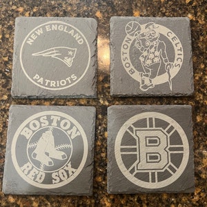 Boston Sports - 4 Pack Slate Coasters - New England Patriots, Red Sox, Celtics, Bruins