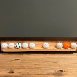 Golf Ball Floating Display Shelf - Wall Mounted - Golf Memorabilia Shelf - Handmade with Solid Maple and Walnut Hardwood