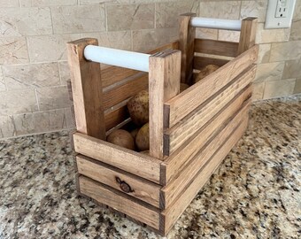 Handmade Pantry Potato Bin / Veggie Basket with handles