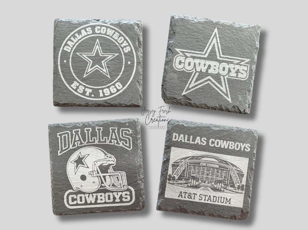 Dallas Cowboys - 4” Slate Coasters - Set of Four Coasters - Optional ...