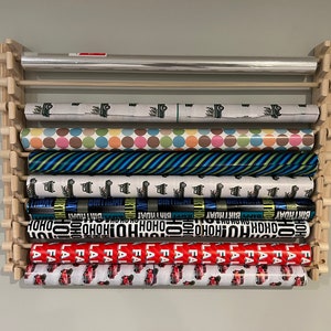 Support de rangement pour rouleaux de papier cadeau fait main - Conception facile à charger par l'avant - Contient 10 rouleaux