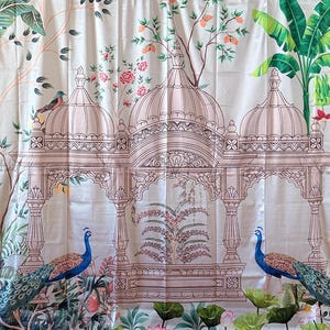 Mandap with Peacock Backdrop cloth, Festival backdrop, Pooja backdrop, Traditional backdrop cloth, 8x8 cloth