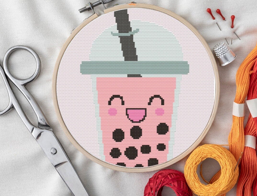 Happy Boba Tea Cross Stitch Pattern Digital Download - Etsy