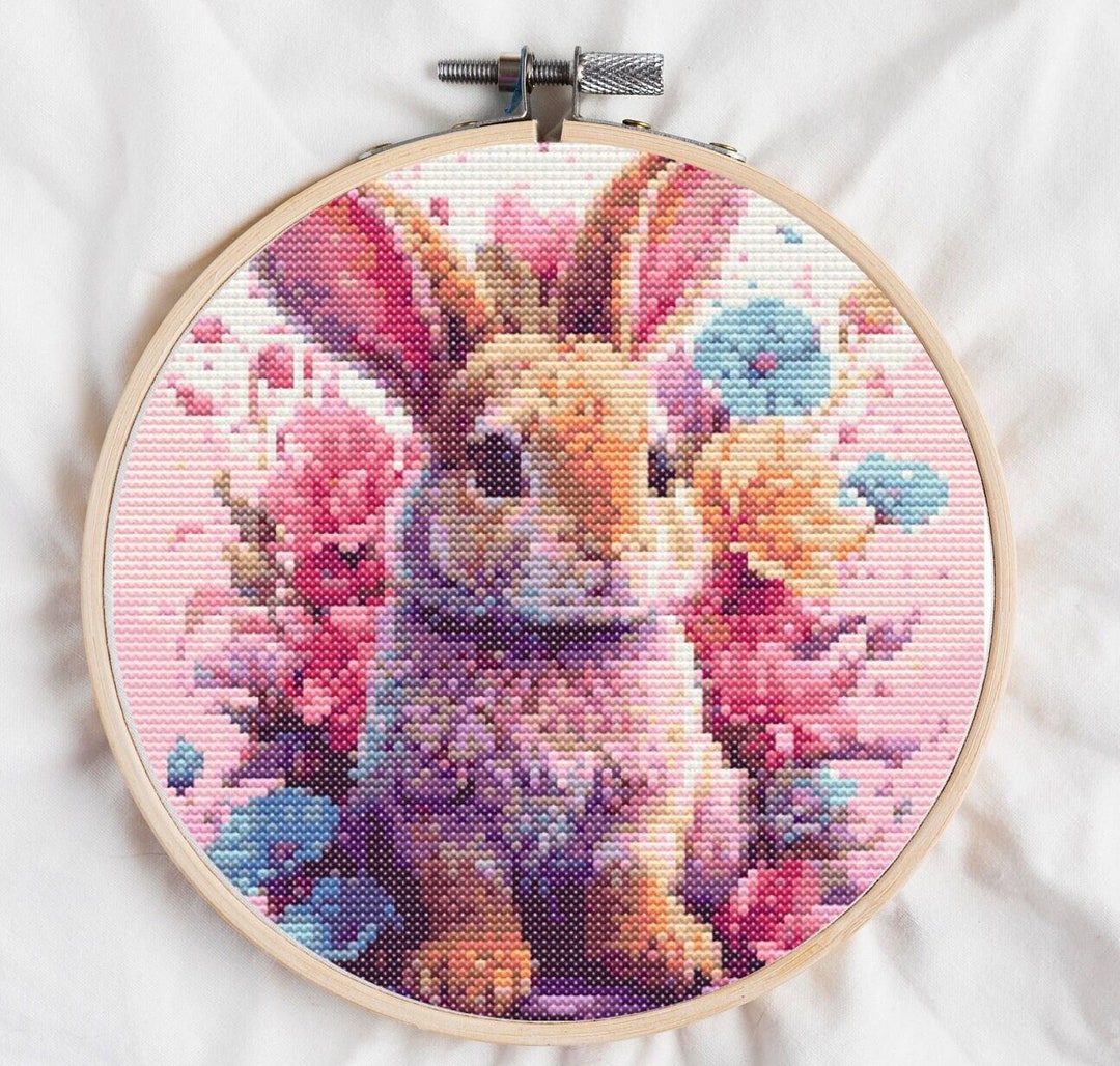 Floral Bunny Cross Stitch Pattern Digital Download - Etsy